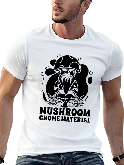 Mushroom Gnome Material Black T-Shirt