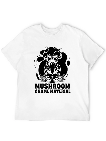 Mushroom Gnome Material Black T-Shirt