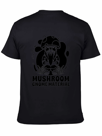 Mushroom Gnome Material Black T-Shirt