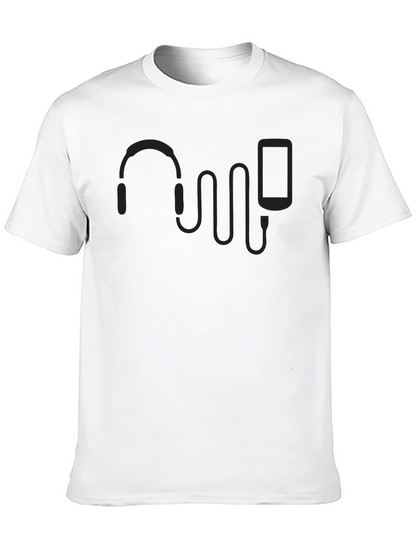 Headphones & Phone Graphic T-Shirt - Music Lover Tee