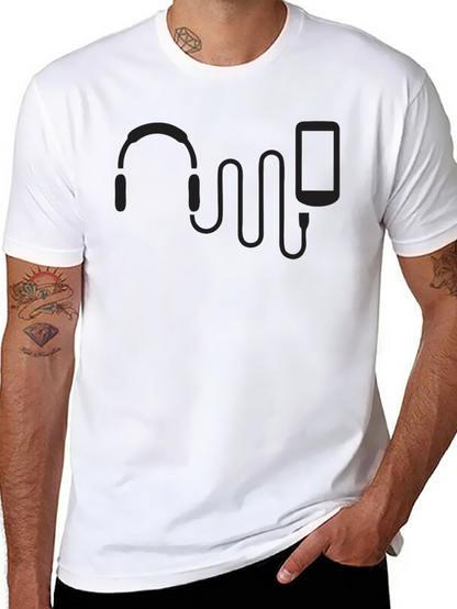 Headphones & Phone Graphic T-Shirt - Music Lover Tee