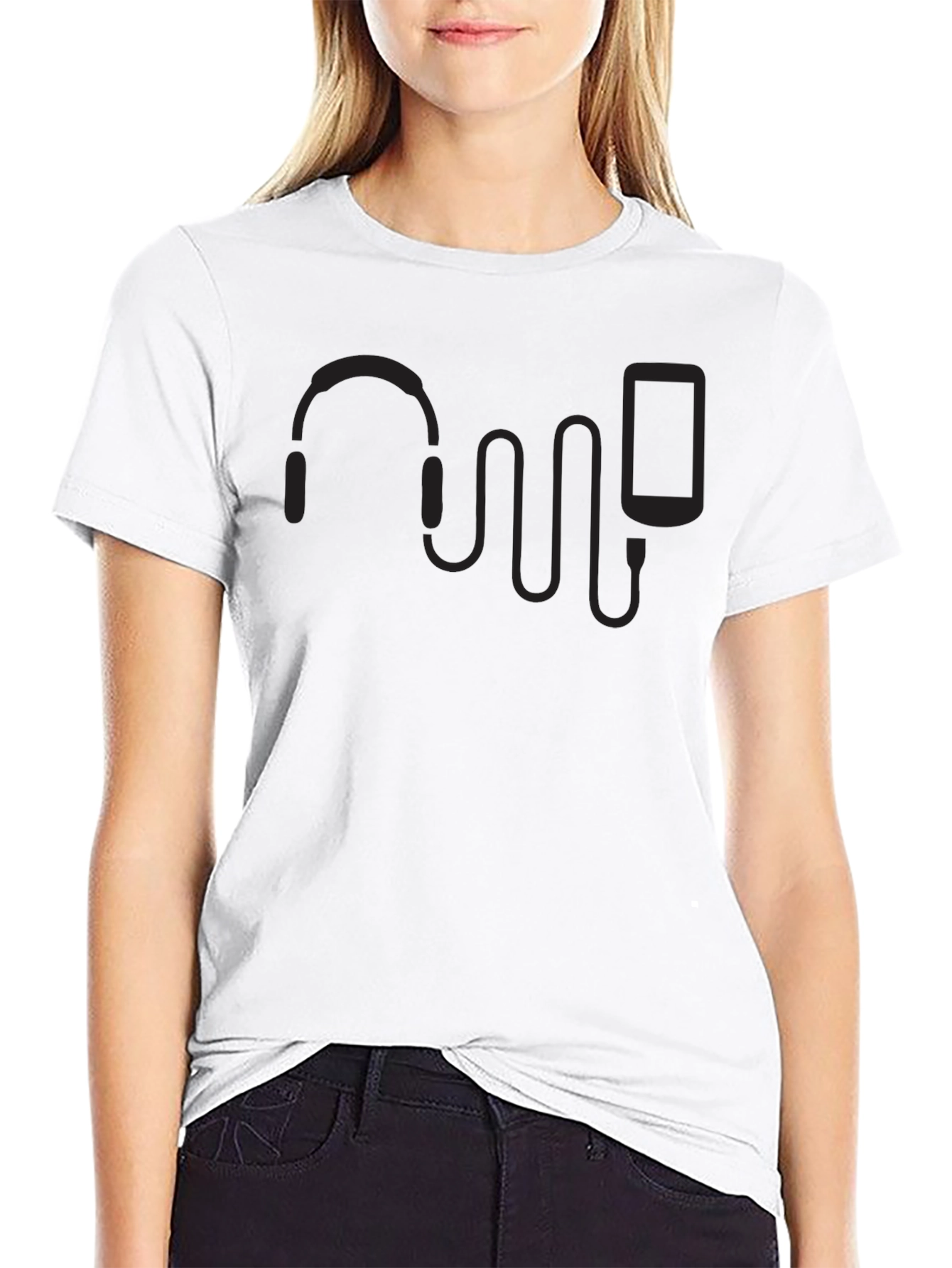 Headphones & Phone Graphic T-Shirt - Music Lover Tee