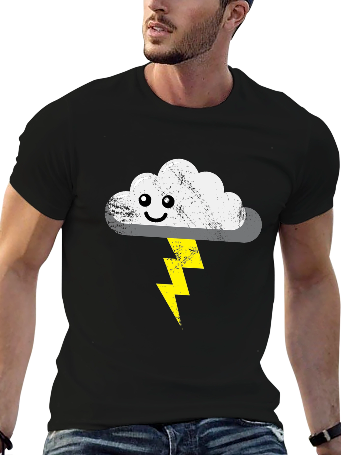 Stormy Cloud T-Shirt - Cute Lightning Bolt Design