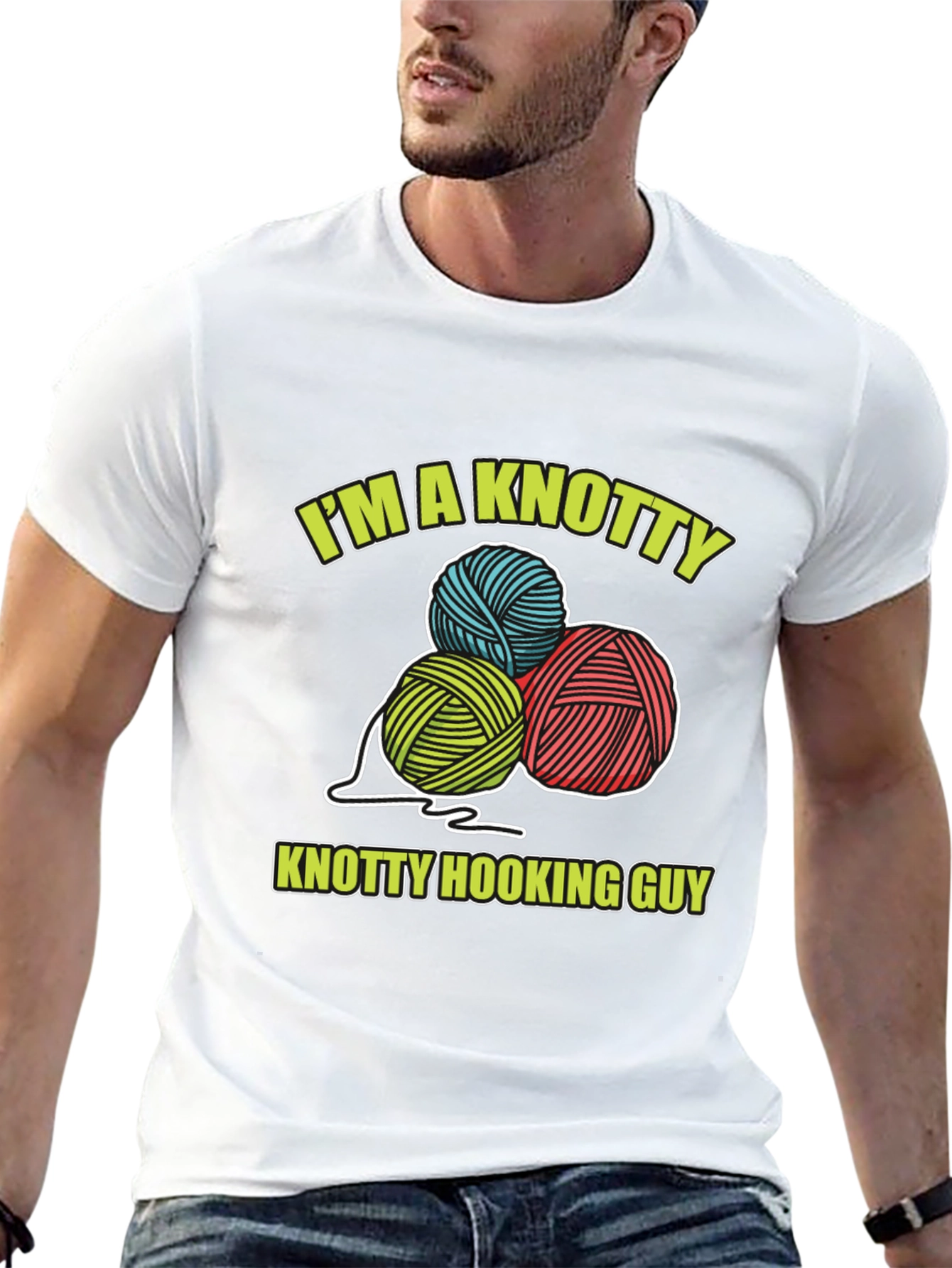 Knotty Hooking Guy T-Shirt - Novelty Knitwear Tee