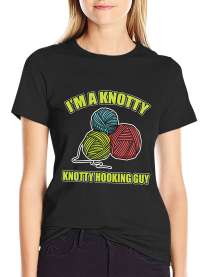 Knotty Hooking Guy T-Shirt - Novelty Knitwear Tee