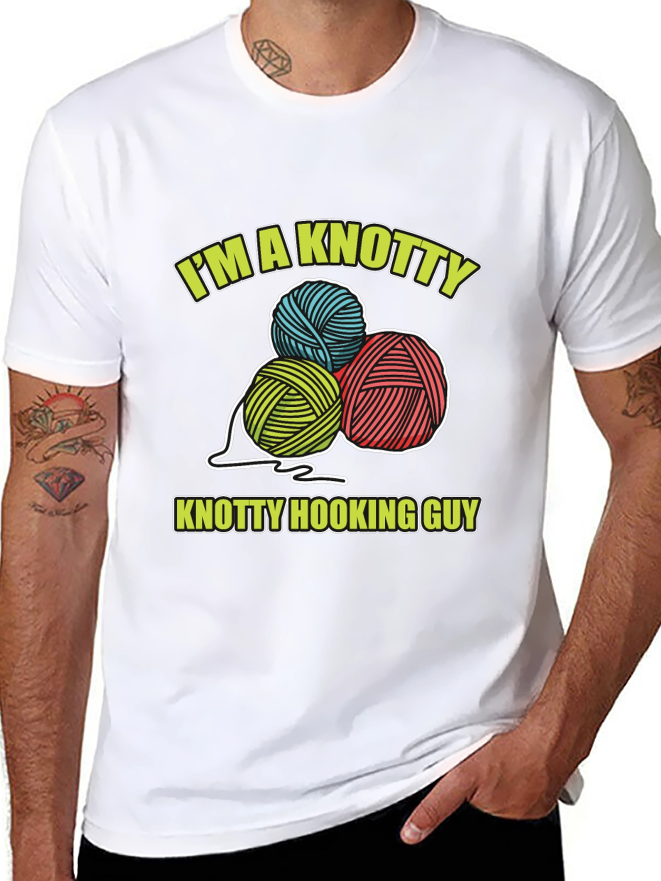Knotty Hooking Guy T-Shirt - Novelty Knitwear Tee