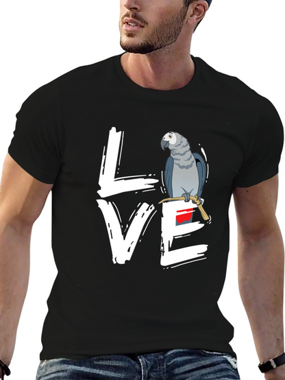 Love Parrot T-Shirt - African Grey Bird Tee