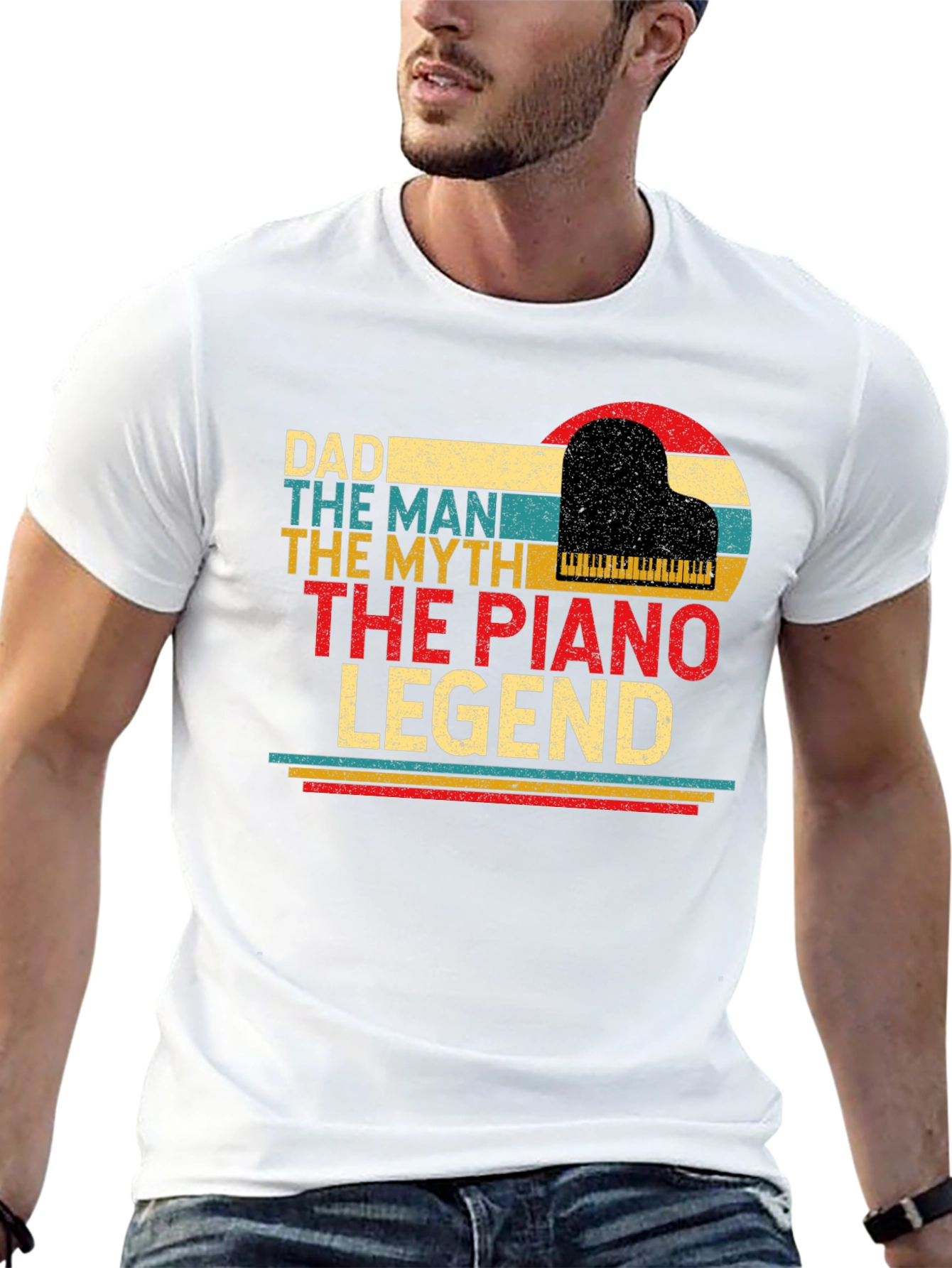 Dad Piano Legend T-Shirt - The Man The Myth