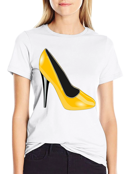 Yellow High Heel Graphic Tee - Sleek & Stylish