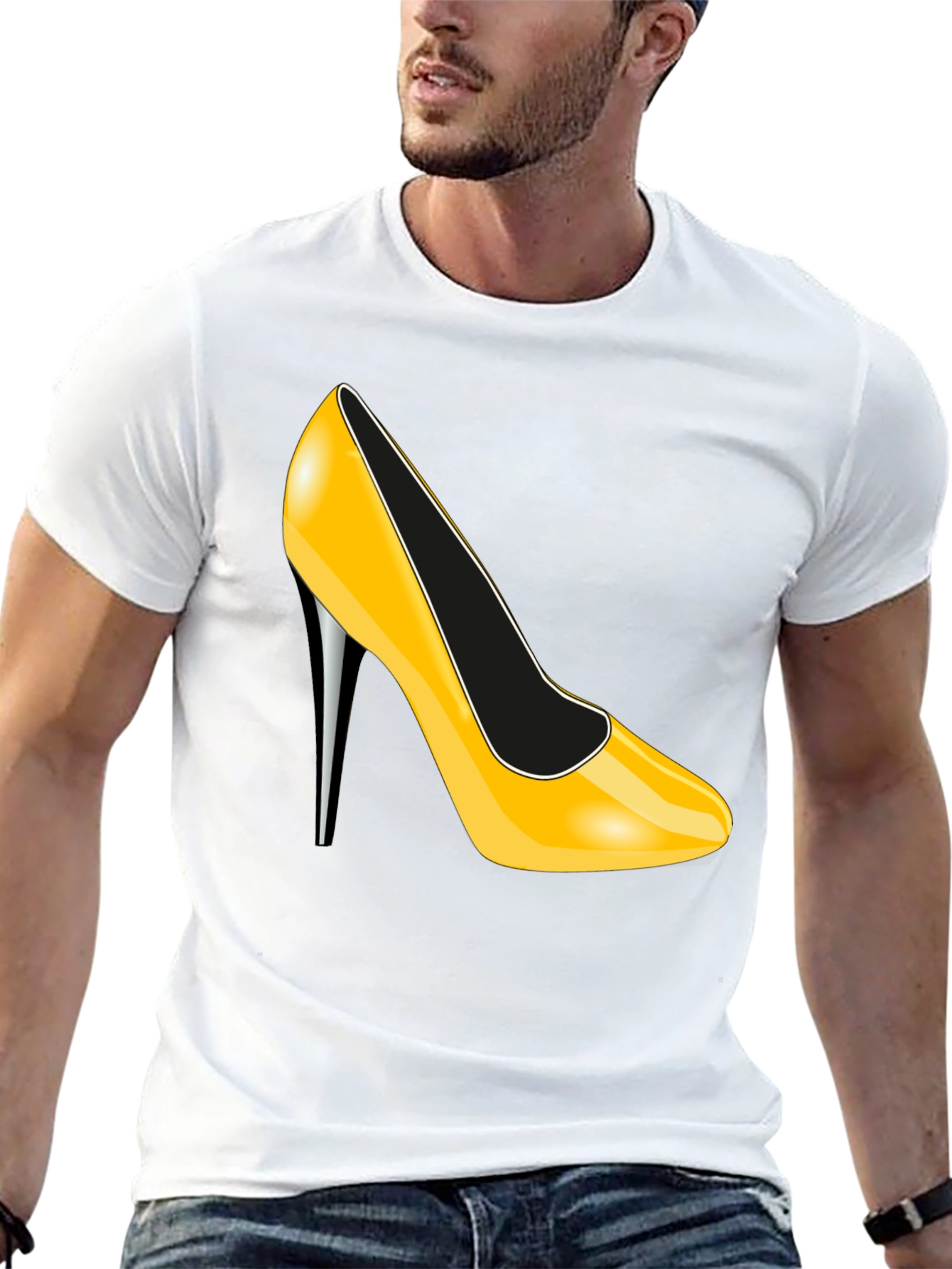 Yellow High Heel Graphic Tee - Sleek & Stylish