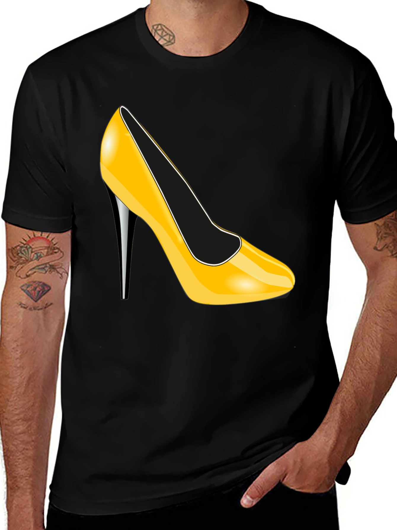 Yellow High Heel Graphic Tee - Sleek & Stylish