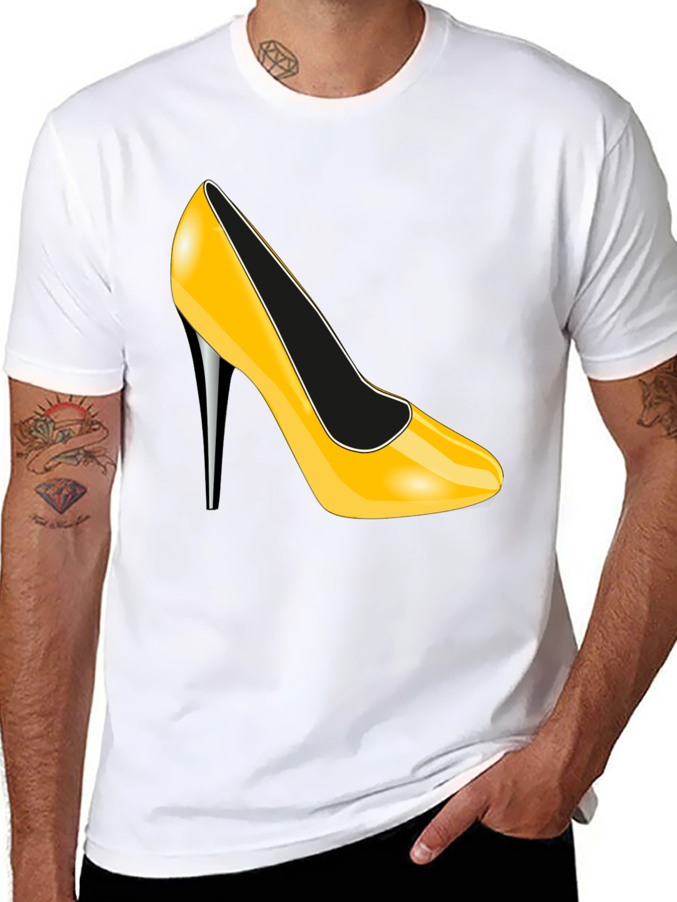 Yellow High Heel Graphic Tee - Sleek & Stylish