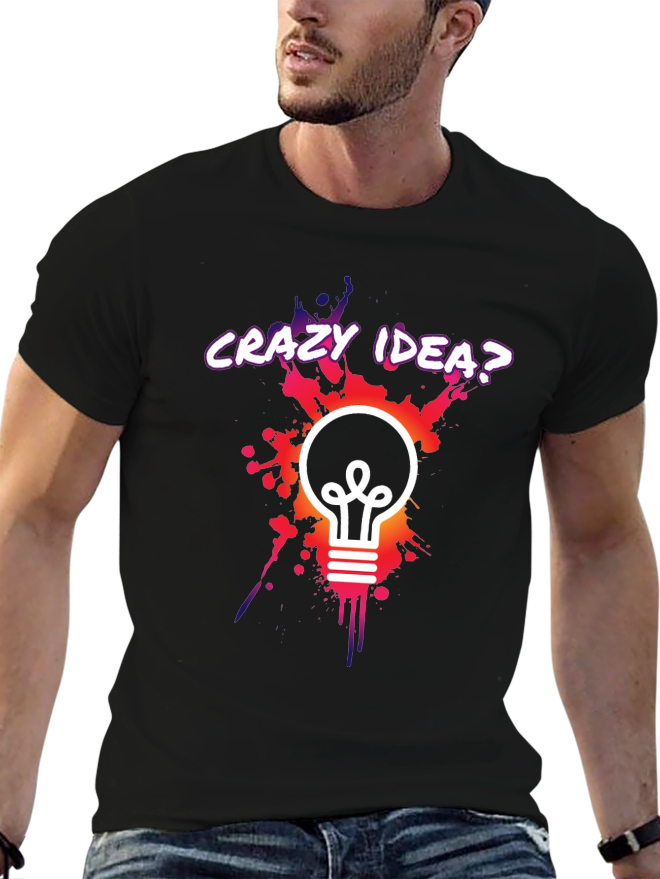 Crazy Idea Light Bulb Graphic T-Shirt