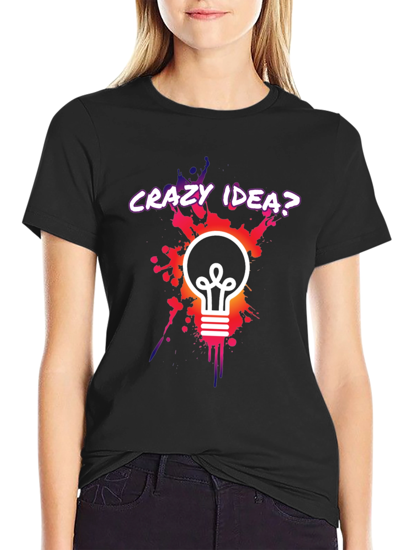 Crazy Idea Light Bulb Graphic T-Shirt