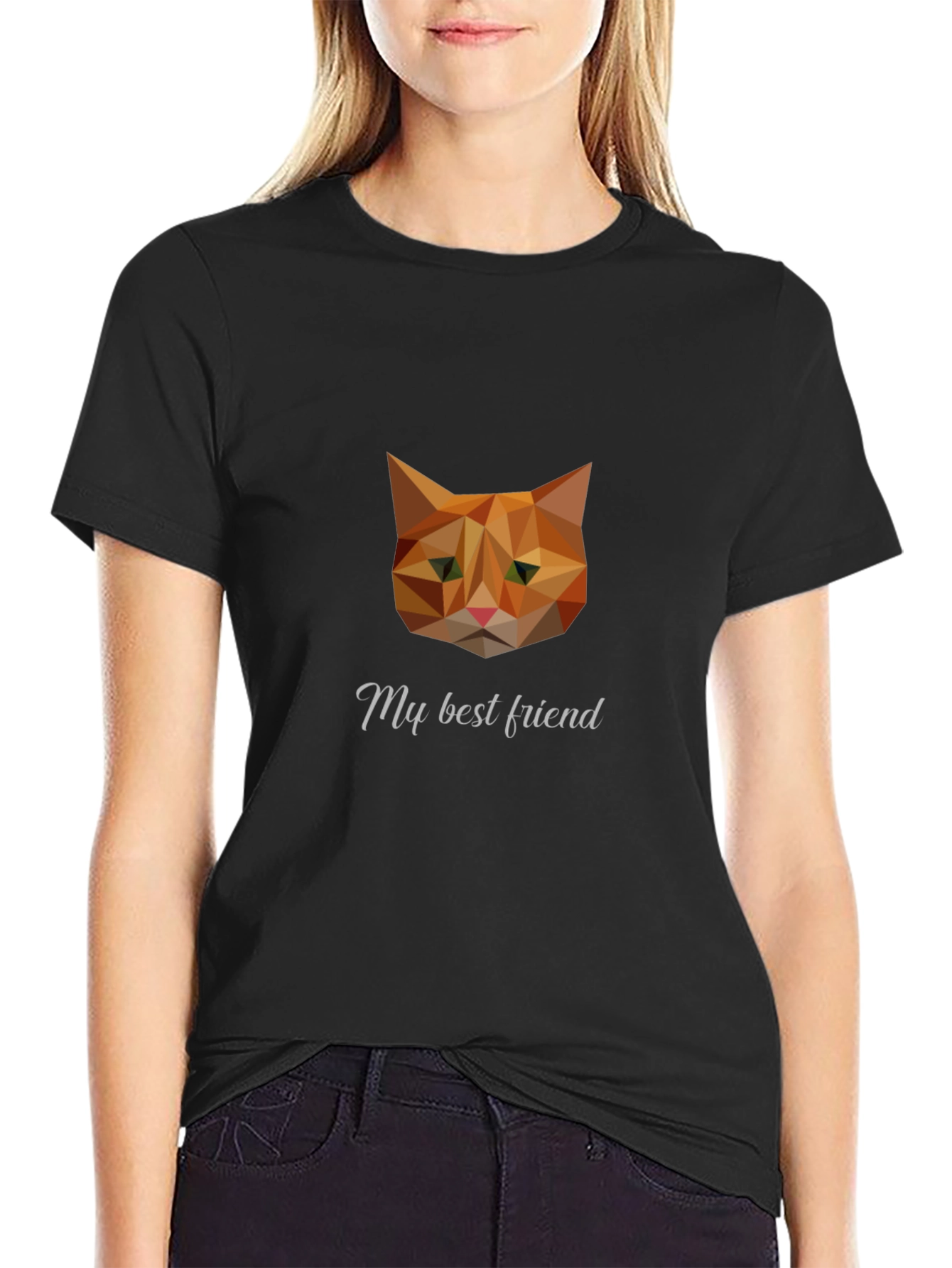 Geometric Cat Graphic Tee - My Best Friend
