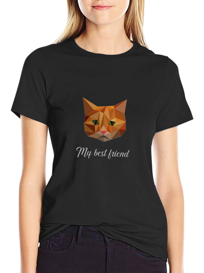 Geometric Cat Graphic Tee - My Best Friend