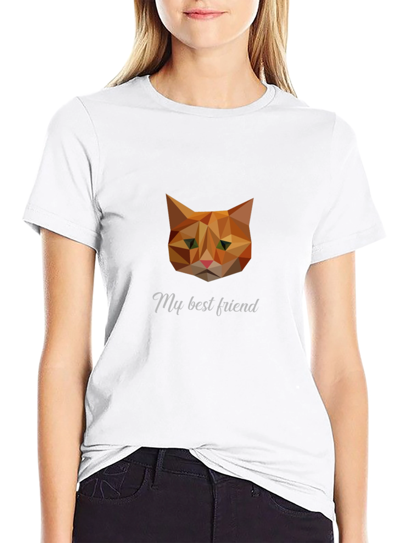 Geometric Cat Graphic Tee - My Best Friend