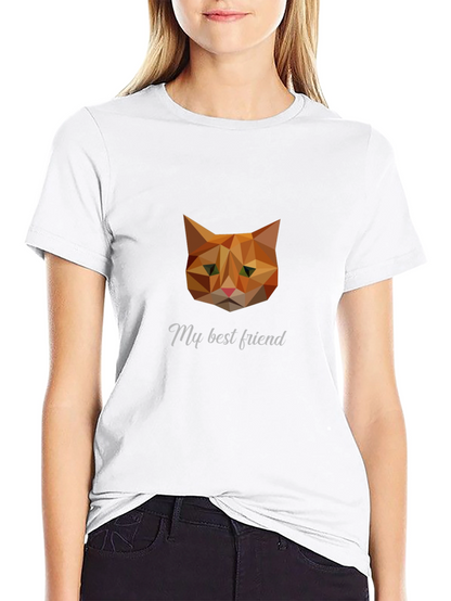 Geometric Cat Graphic Tee - My Best Friend