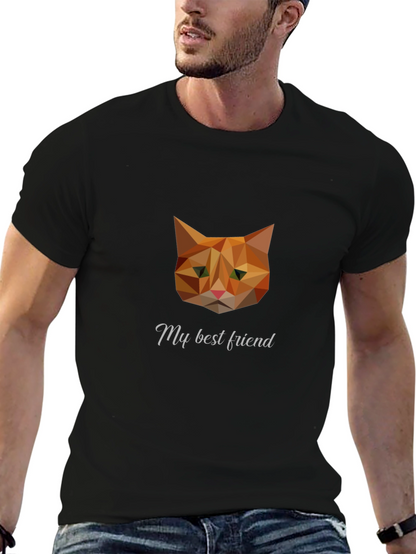 Geometric Cat Graphic Tee - My Best Friend