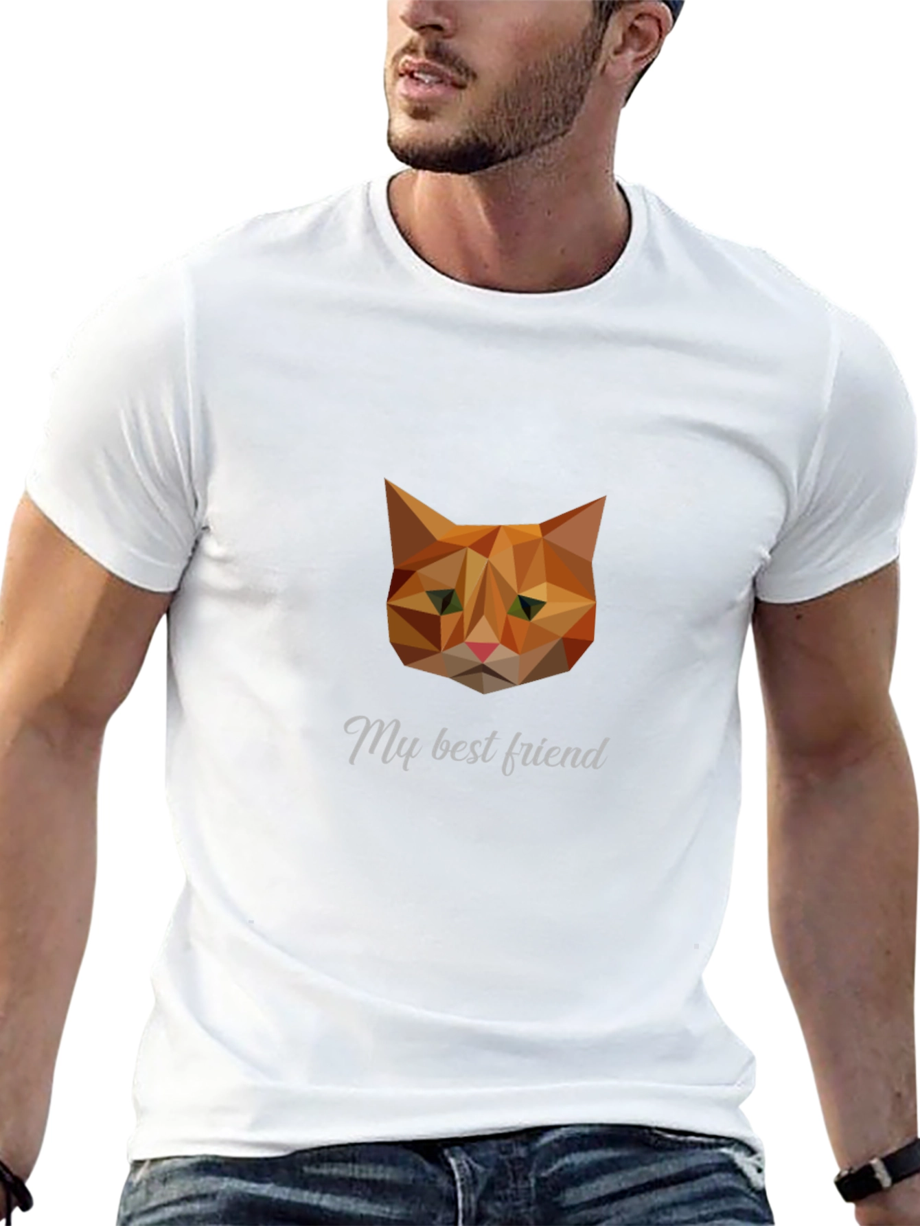 Geometric Cat Graphic Tee - My Best Friend