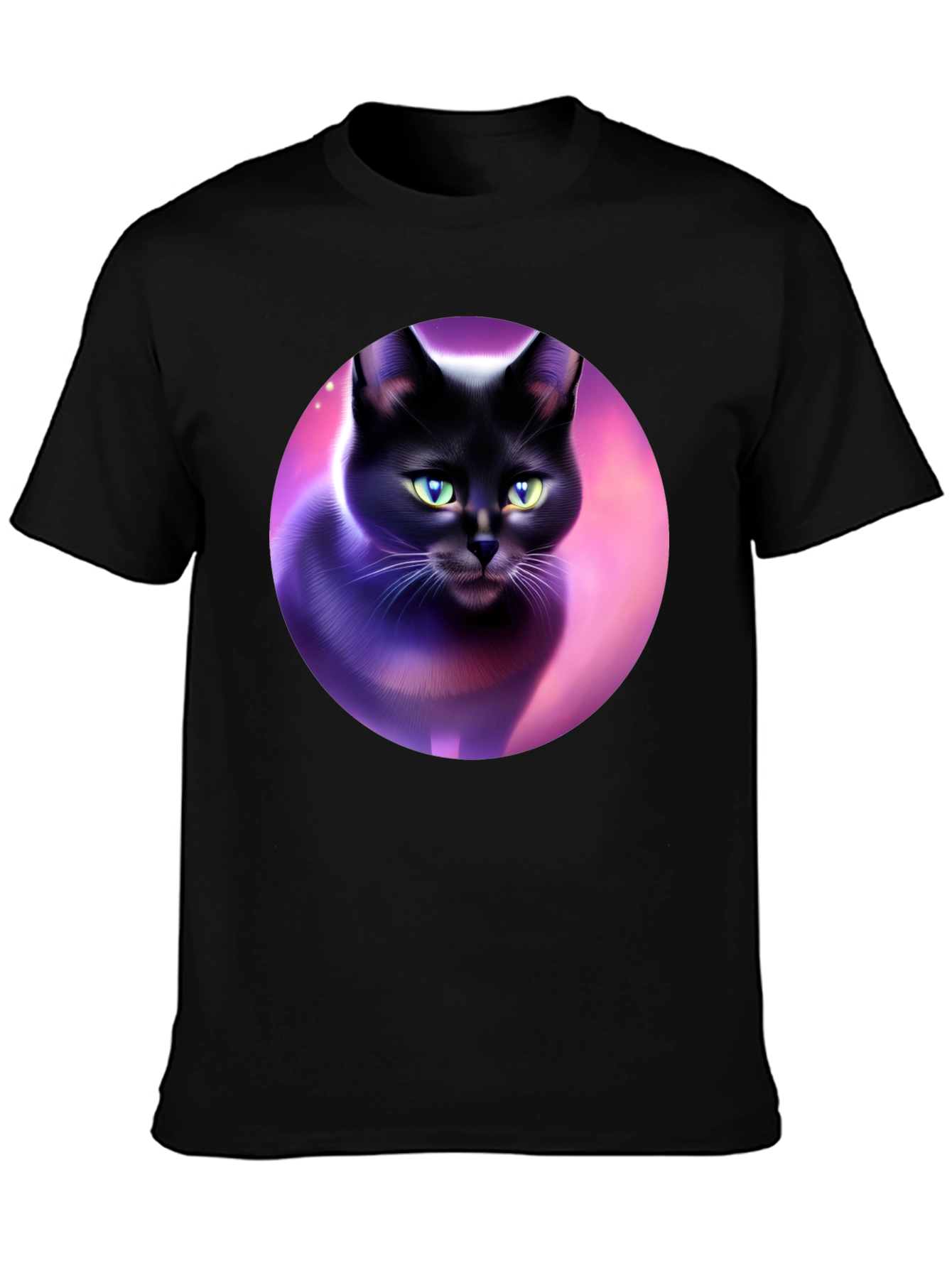 Black Cat Graphic Tee - Artistic Design