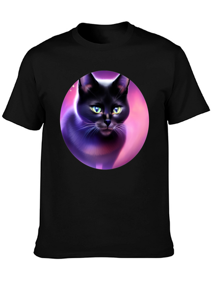 Black Cat Graphic Tee - Artistic Design