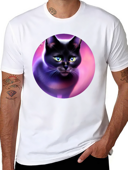 Black Cat Graphic Tee - Artistic Design