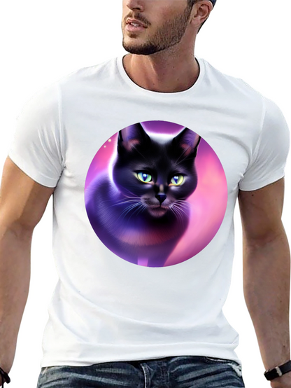 Black Cat Graphic Tee - Artistic Design