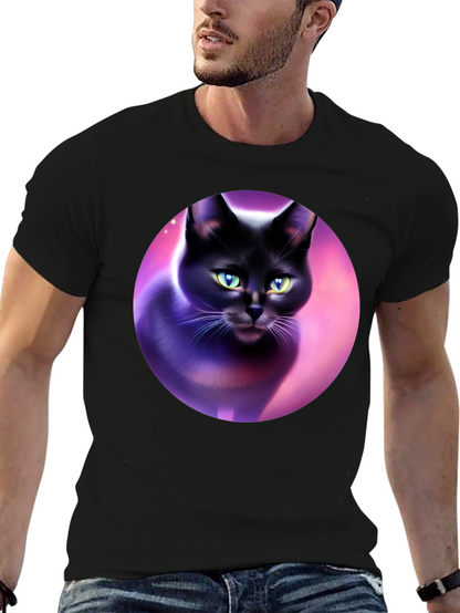 Black Cat Graphic Tee - Artistic Design