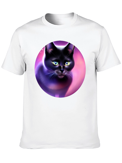Black Cat Graphic Tee - Artistic Design