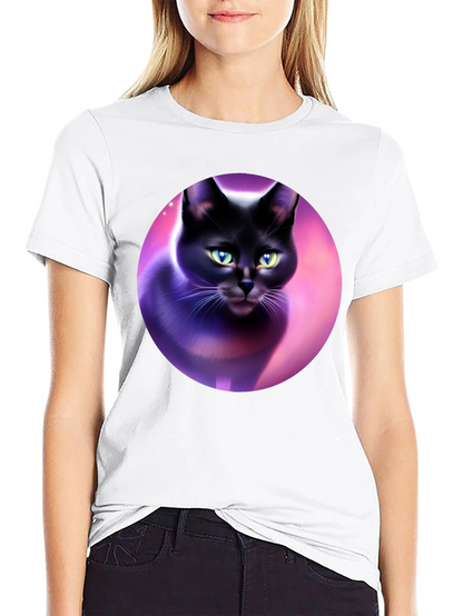 Black Cat Graphic Tee - Artistic Design