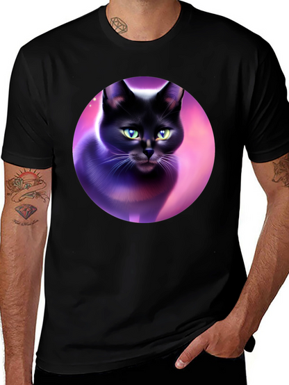 Black Cat Graphic Tee - Artistic Design