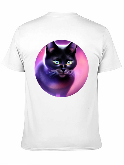 Black Cat Graphic Tee - Artistic Design