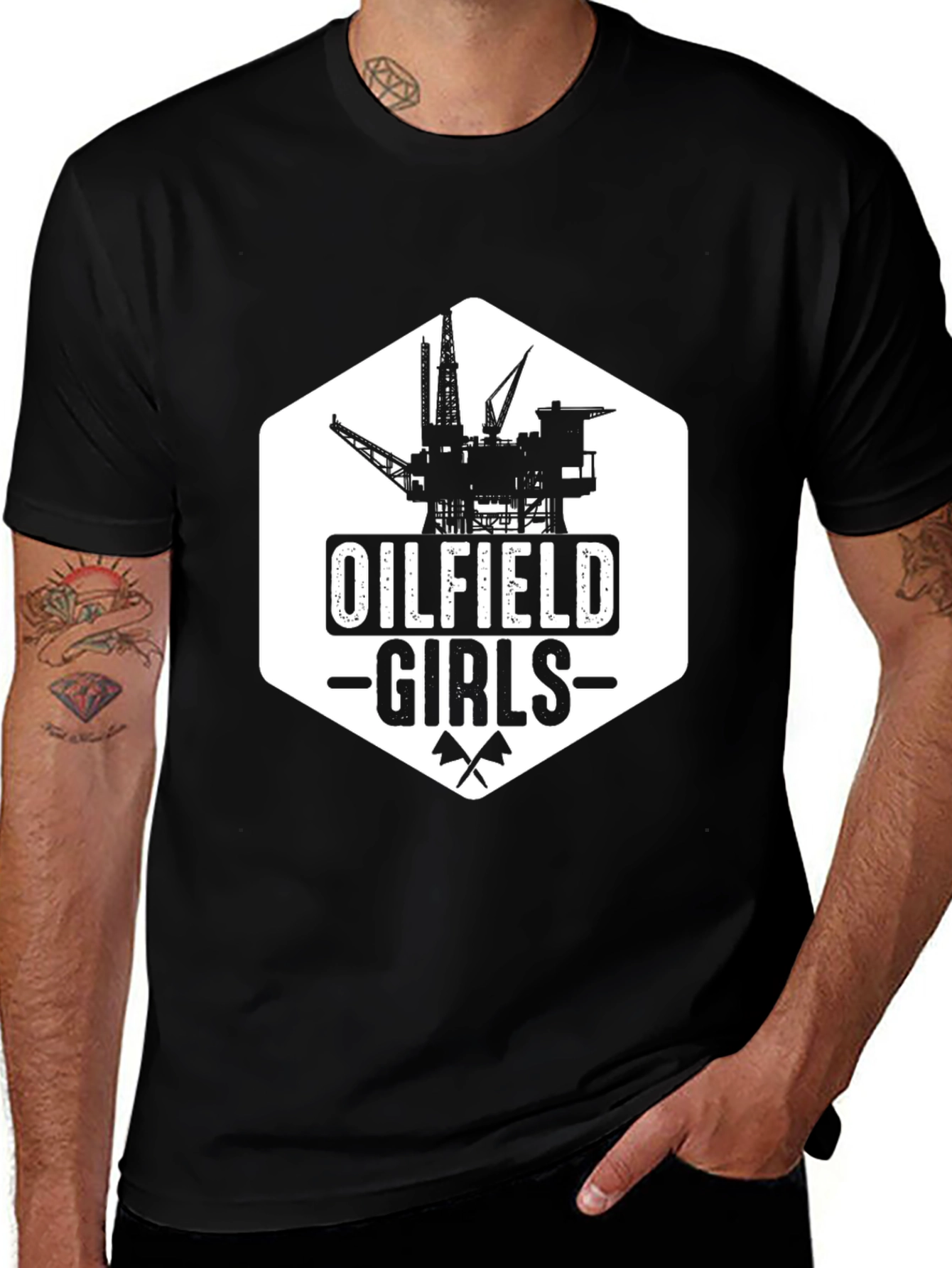 Oilfield Girls Black Graphic T-Shirt
