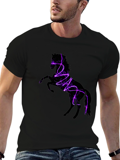 Electric Horse Graphic Tee - Stylish Black T-Shirt