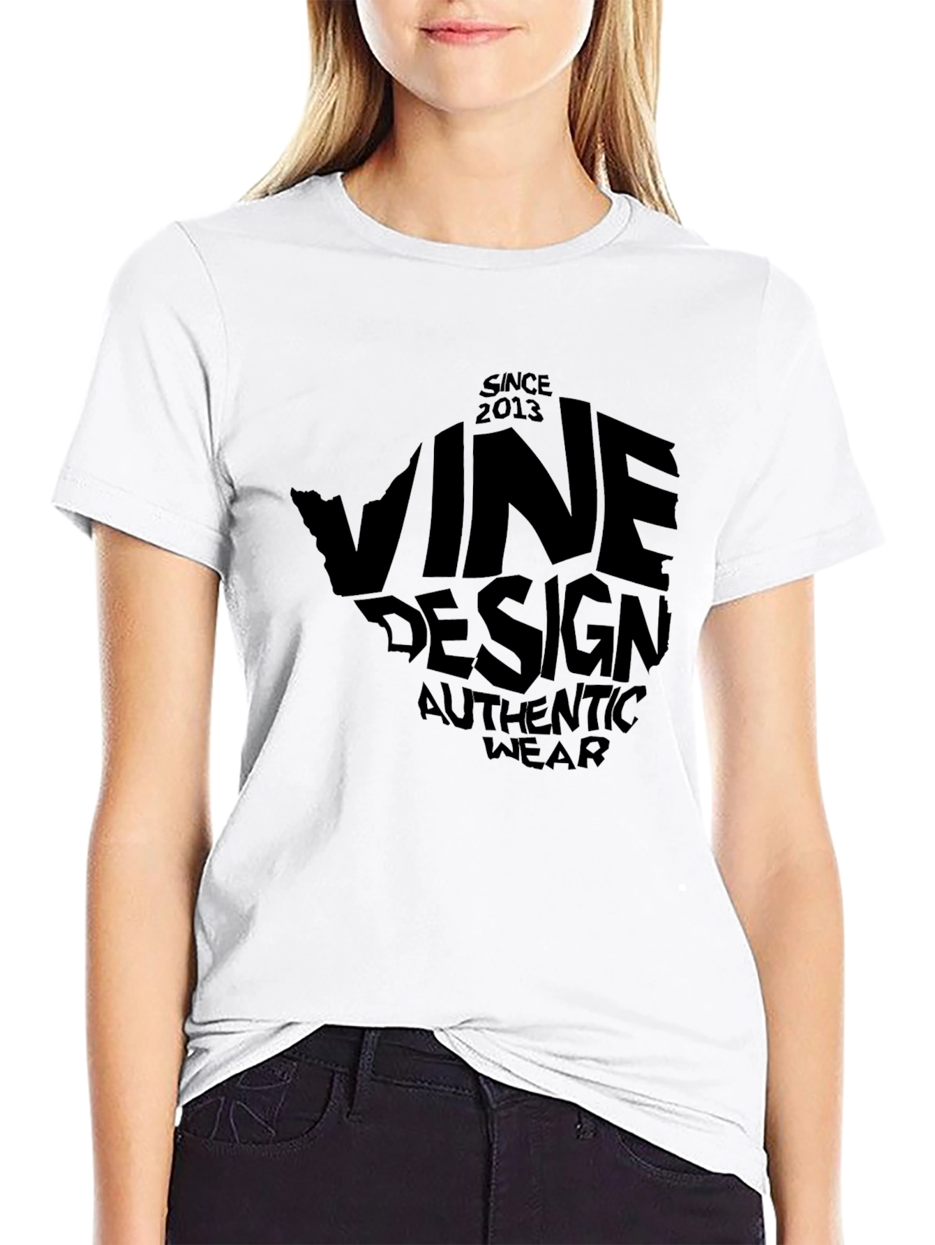 Vine Design Authentic Wear T-Shirt - Black
