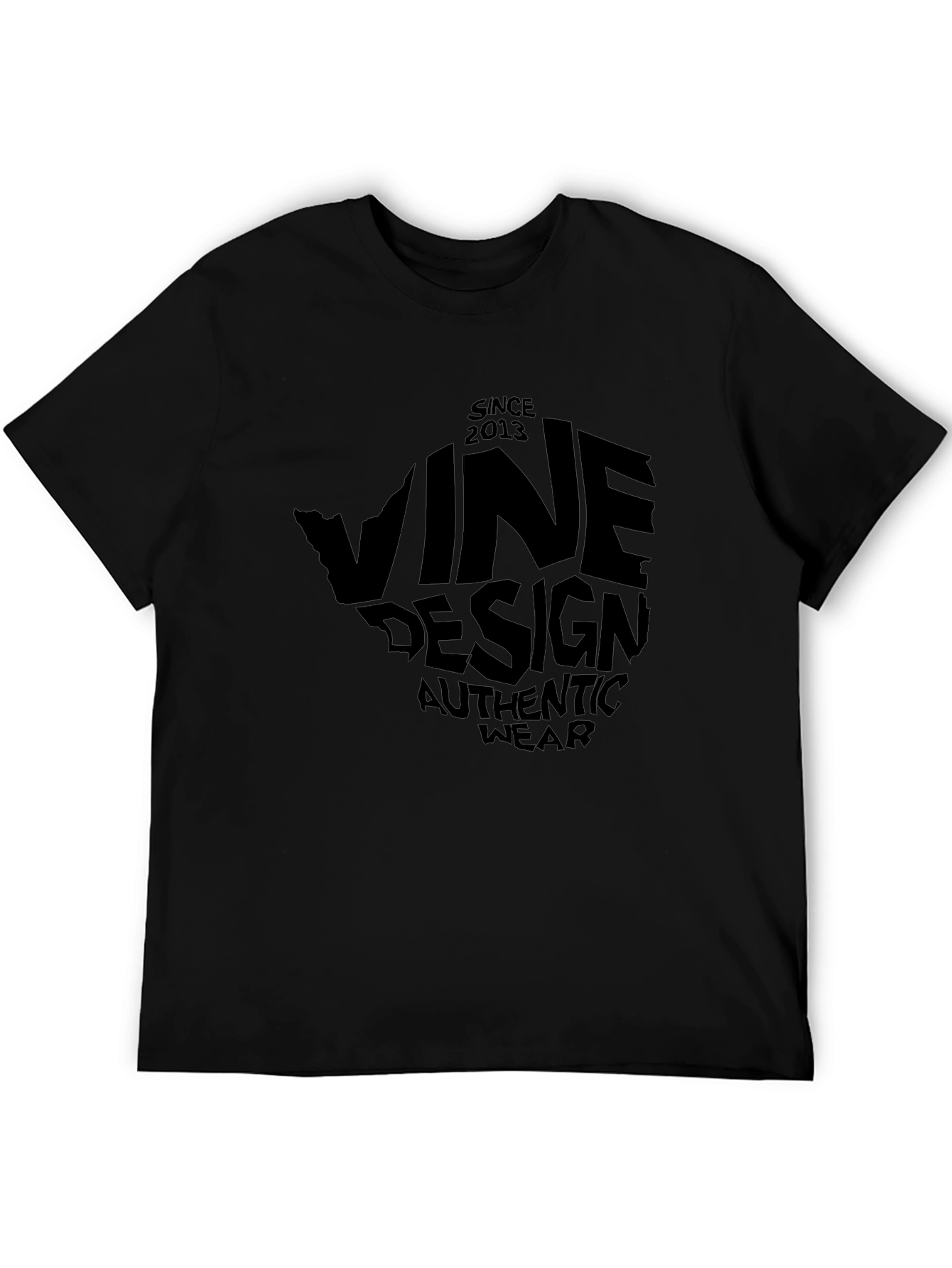Vine Design Authentic Wear T-Shirt - Black