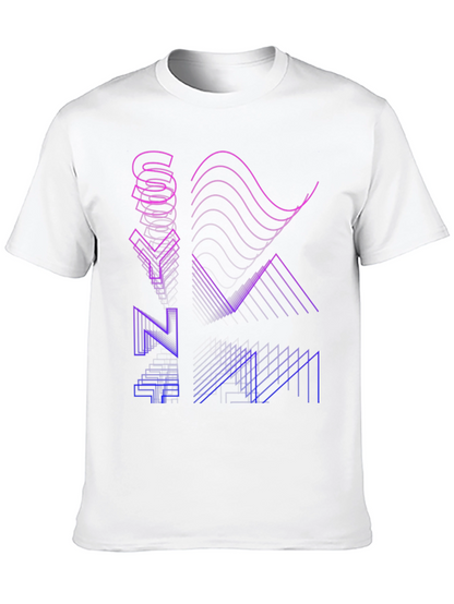 Synthwave Style Black T-Shirt with Geometric Graphic