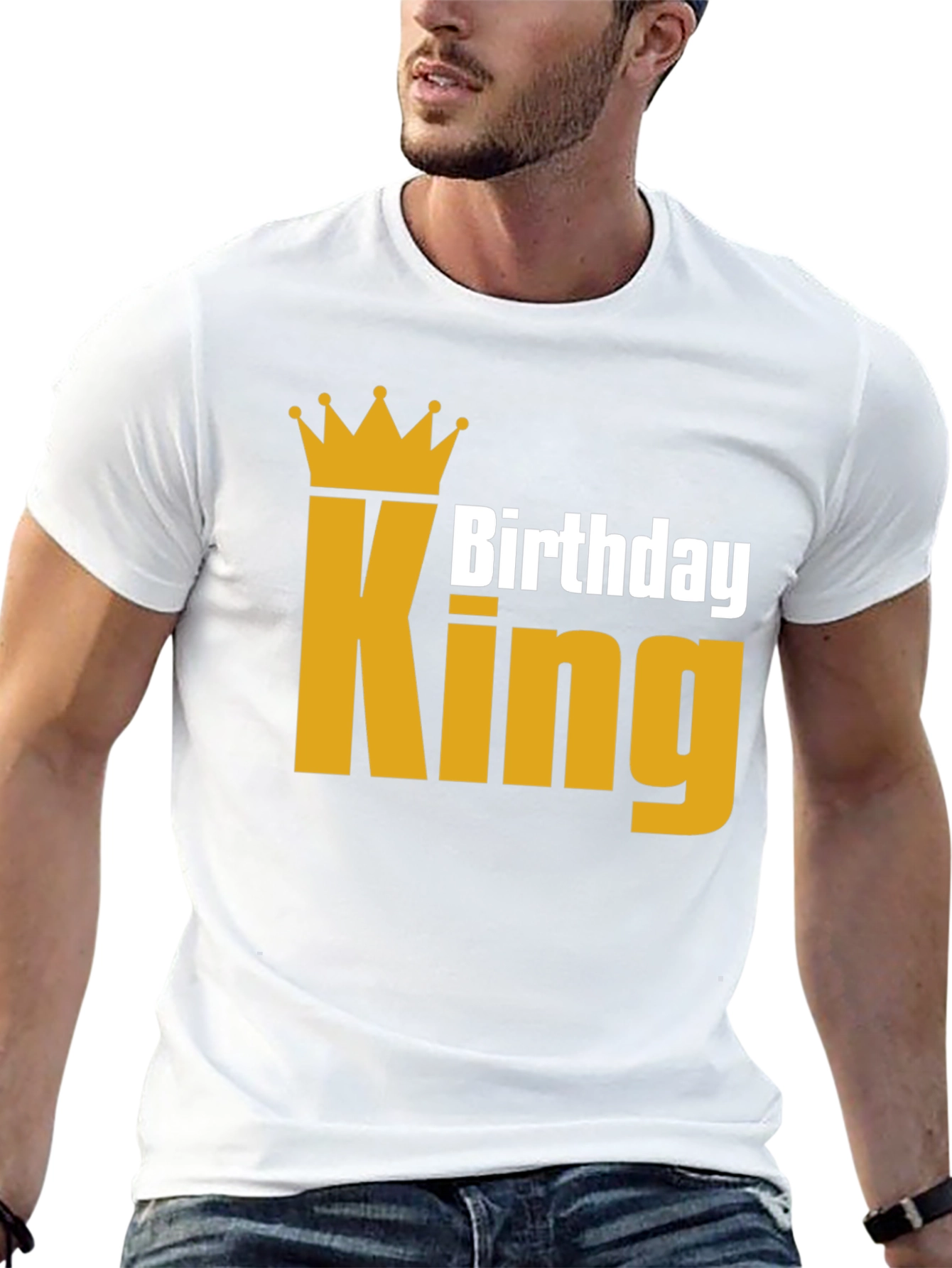 Birthday King T-Shirt - Golden Crown