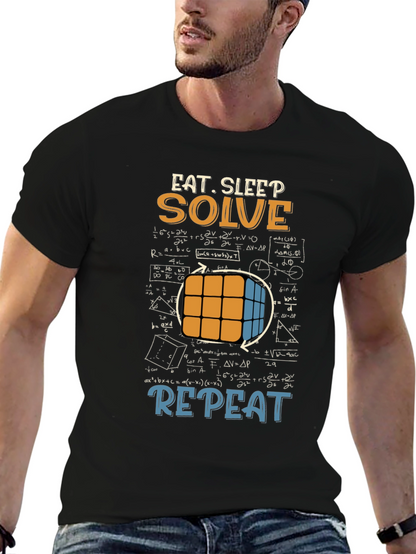 Eat Sleep Solve Repeat T-Shirt - Cube & Math