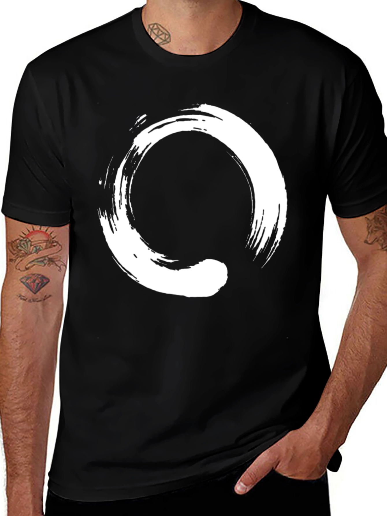Zen Circle Black T-Shirt - Enso Symbol