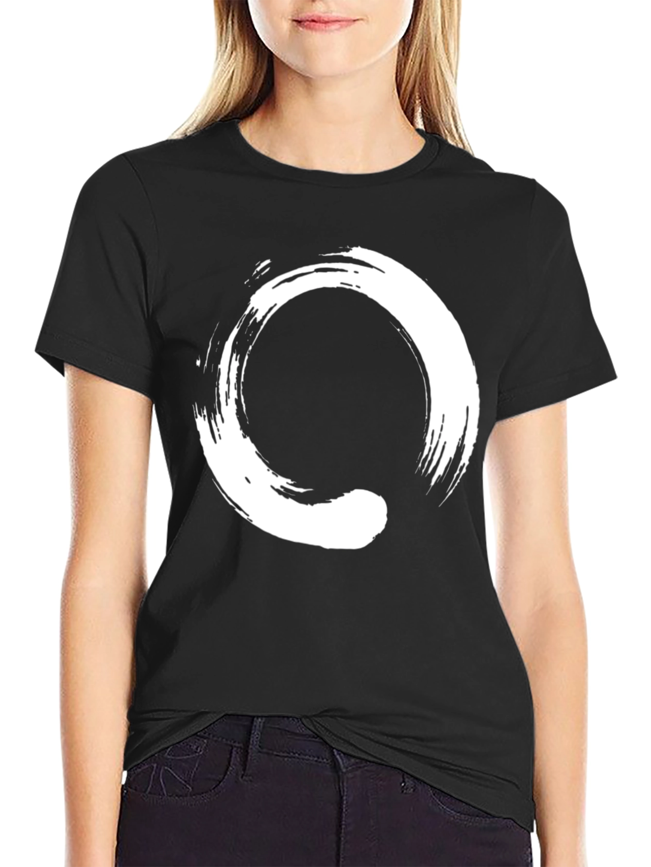 Zen Circle Black T-Shirt - Enso Symbol