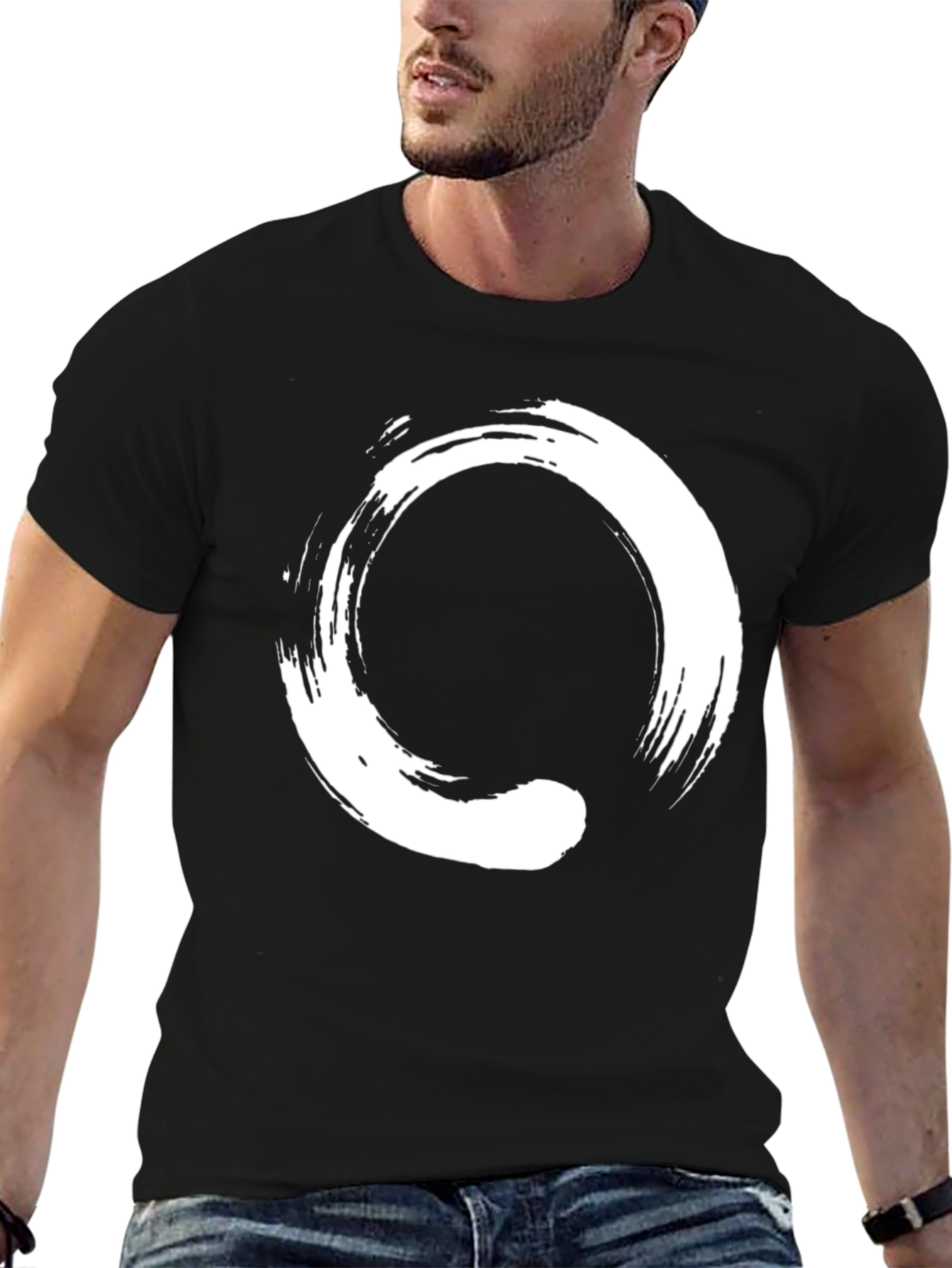 Zen Circle Black T-Shirt - Enso Symbol