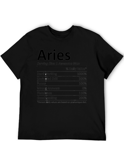 Aries Nutritional Facts Funny Graphic T-Shirt
