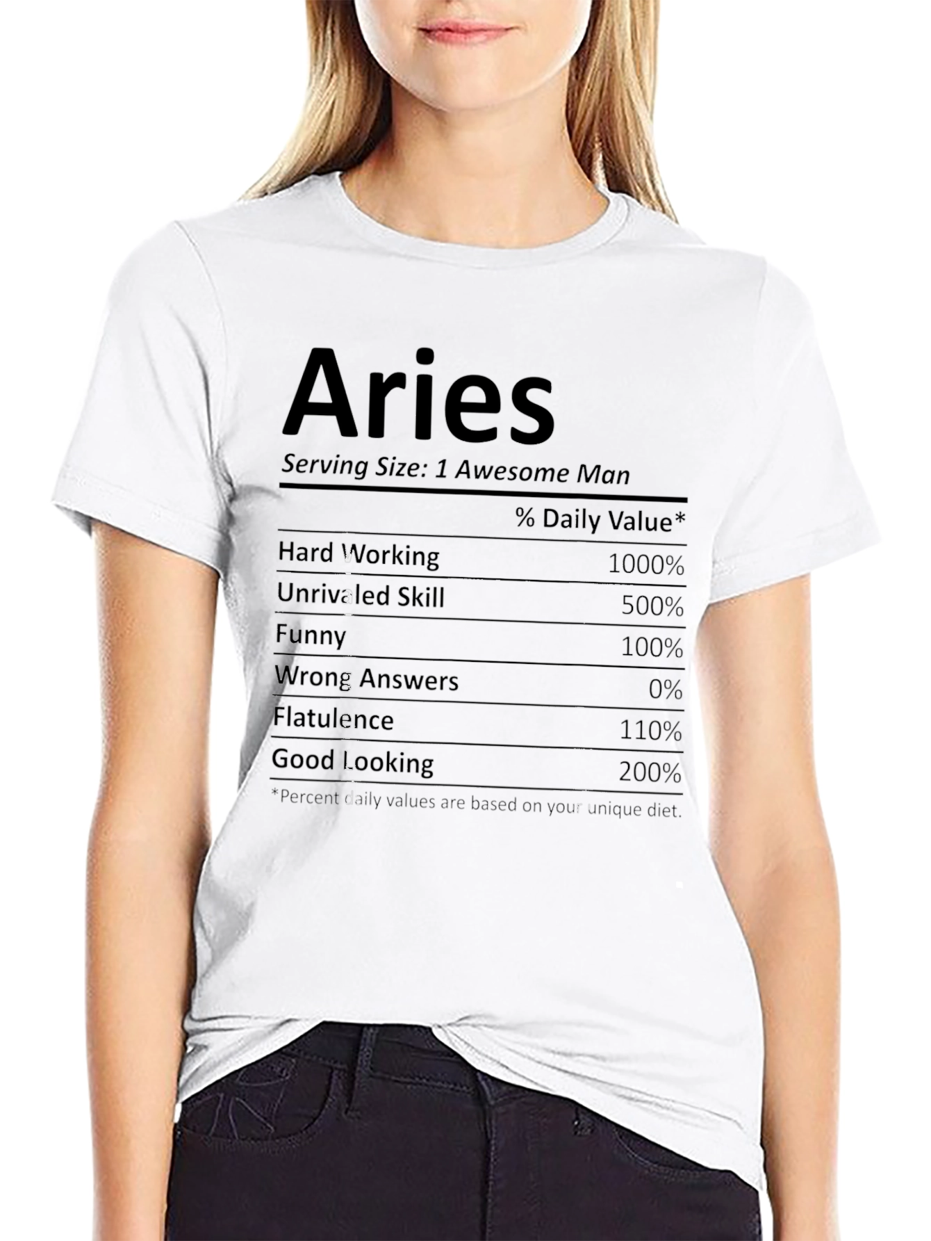 Aries Nutritional Facts Funny Graphic T-Shirt
