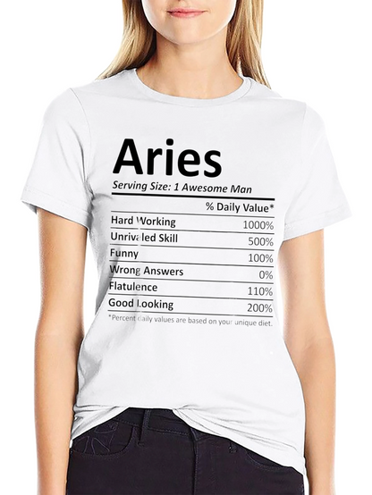 Aries Nutritional Facts Funny Graphic T-Shirt