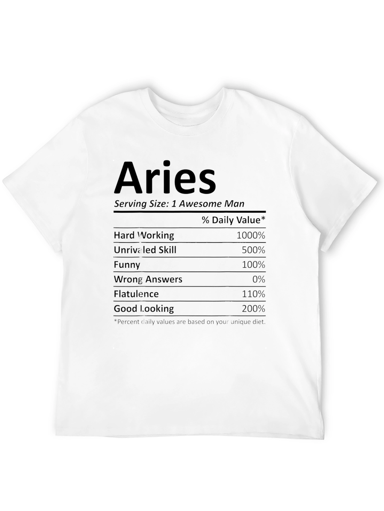 Aries Nutritional Facts Funny Graphic T-Shirt