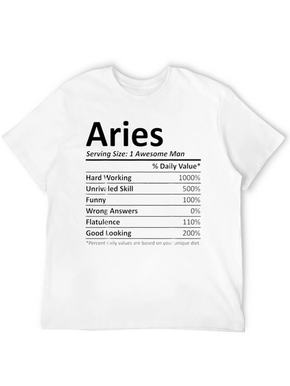 Aries Nutritional Facts Funny Graphic T-Shirt