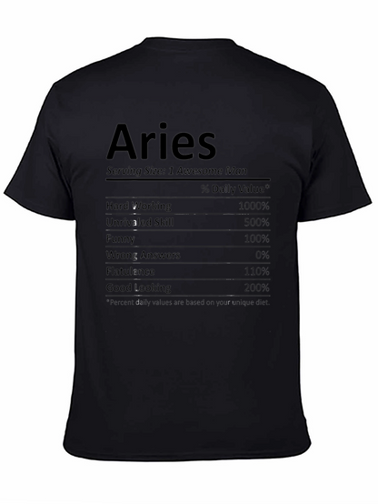 Aries Nutritional Facts Funny Graphic T-Shirt
