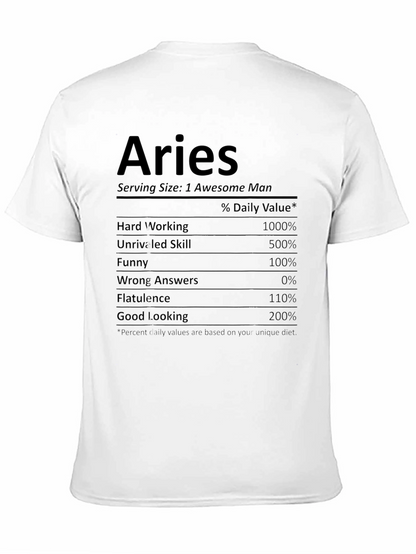 Aries Nutritional Facts Funny Graphic T-Shirt